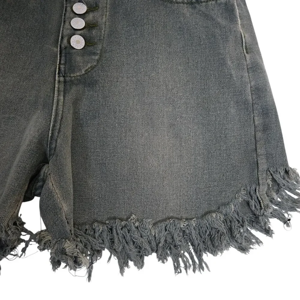 Misslook Women's S Exposed Button Fly Cutoff Jean Shorts